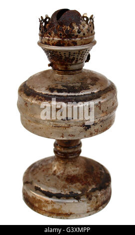 antique kerosene lamp on a white background Stock Photo