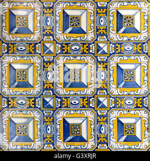 Traditional colored decorative tiles covering the inside walls of the Sanctuary of Sameiro in Braga, Portugal Stock Photo
