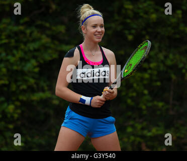 Braunschweig, Germany. 16 June, 2016. Katharina Hobgarski in action at the 2016 Braunschweig Womens Open ITF Pro Circuit $25,000 tennis tournament. Credit:  Jimmie48 Photography/Alamy Live News Stock Photo