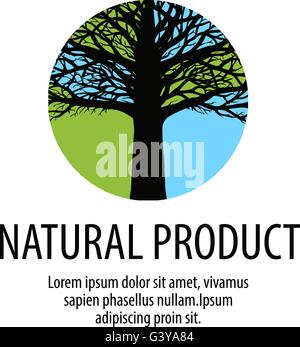 Tree vector logo. Oak icon. Nature, ecology symbol. Natural product Stock Vector