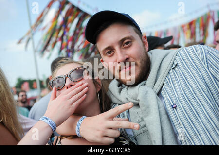 Teenagers having fun at a music festival in Oxford UK Stock Photo