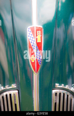 Aug 2013 Hebden Bridge - Calder Holmes Park . Classic and Vintage cars - Marques and logos and details Stock Photo