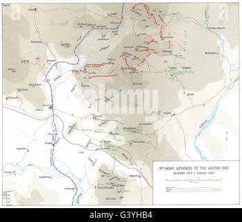 BERNHARDT LINE ASSAULT: Nov-Dec 1943) : 5th Army Advances to Gustav, 1973 map Stock Photo