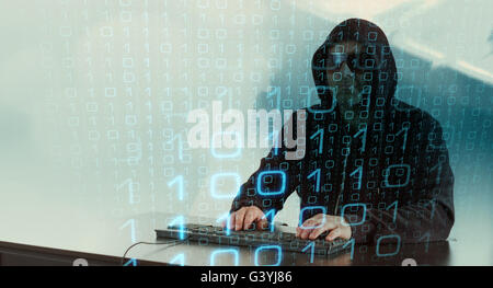 Cyber crime attack on bank Stock Photo