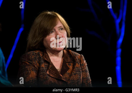 Svetlana Alexievich, Belarusian investigative journalist and non-fiction prose writer , Nobel Literature Laureate 2015.  At The Hay Festival, Saturday 28 May 2016 Stock Photo