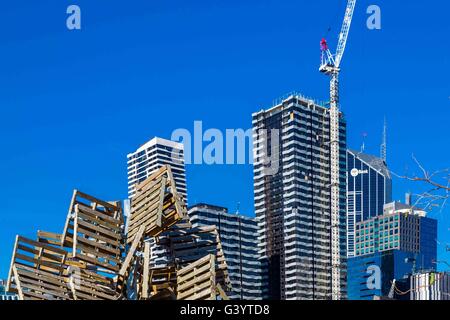 The Marina, boats and harbour or harbor at Docklands, Melbourne, Australia Stock Photo