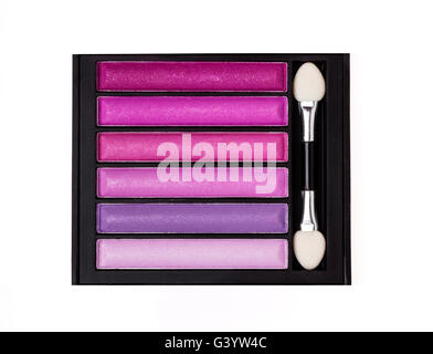 Pink eyeshadow palette. Cosmetic makeup isolated on white background. Stock Photo
