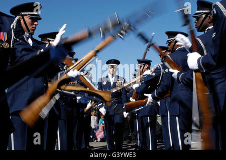 Members of the United States Air Force Drill Team perform. Stock Photo