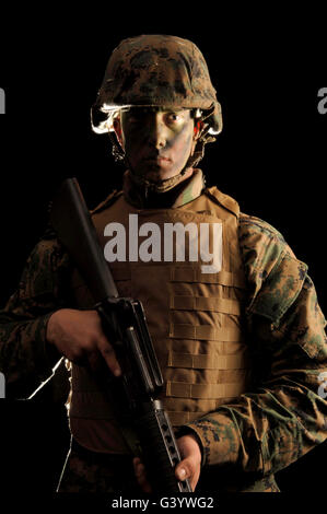 A front view of an infantryman in the United States Marine Corps. Stock Photo