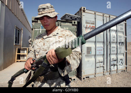 A soldier holds the M-40A1 sniper rifle. Stock Photo