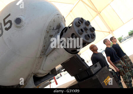 Close-up view of a Gatling-type rotary cannon. Stock Photo