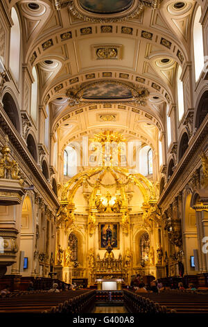 MONTREAL, CANADA - Aug. 22: Inside of Notre-Dame Basilica-Cathedral (Notre-Dame de Quebec) in Quebec City, on Aug. 22, 2012. Stock Photo