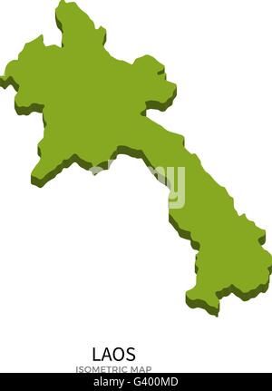 Isometric map of Laos detailed vector illustration Stock Vector