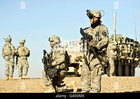 U.S. Soldiers conduct a combat patrol in Helmand province, Afghanistan. Stock Photo