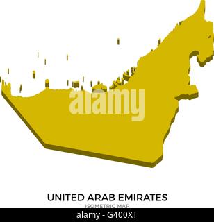 Isometric map of United Arab Emirates detailed vector illustration Stock Vector