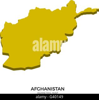 Isometric map of Afghanistan detailed vector illustration Stock Vector