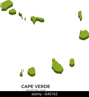 Isometric map of Cape Verde detailed vector illustration Stock Vector