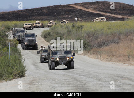 A convoy of military vehicles. Stock Photo