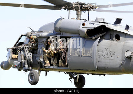 An HH-60 Pave Hawk helicopter crew. Stock Photo