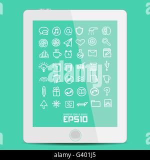 Set vector simple icon in Doodle Stock Vector