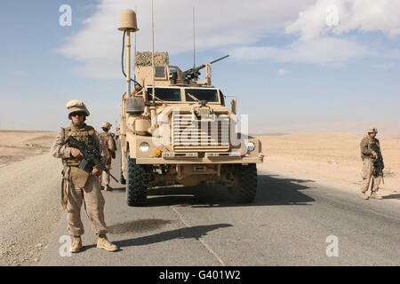 Marines provide security in Al Anbar, Iraq. Stock Photo