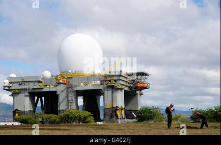 The Sea Based X-Band Radar, Ford Island, Hawaii. Stock Photo