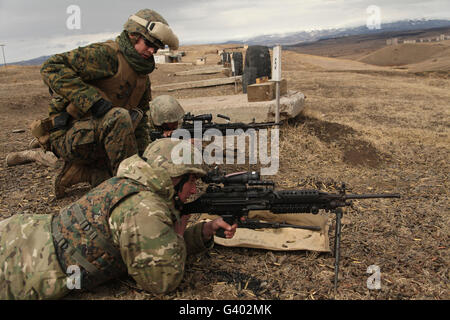 Georgian soldiers practice marksmanship skills. Stock Photo