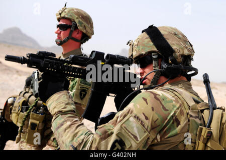 U.S. Army National Guards pull security in Afghanistan. Stock Photo