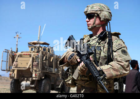U.S. Army Soldier provides security in Afghanistan. Stock Photo