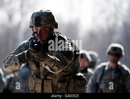 U.S. Soldier assaults a complex at Ramstein Air Base, Germany. Stock Photo