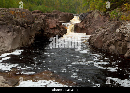 Waterfall on Temperance River along Superior Hiking Trail, Temperance River State Park, Minnesota Stock Photo