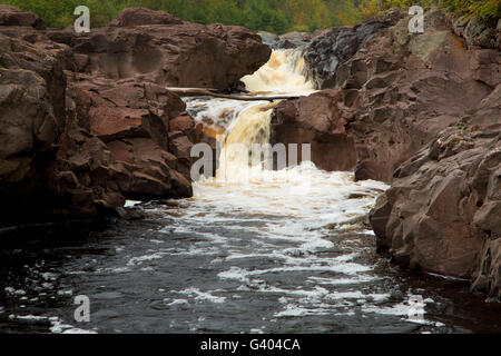 Waterfall on Temperance River along Superior Hiking Trail, Temperance River State Park, Minnesota Stock Photo