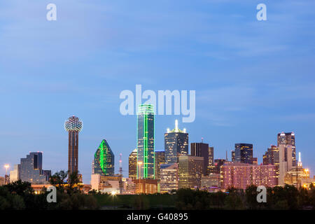 Dallas Downtown Skyline at night Stock Photo