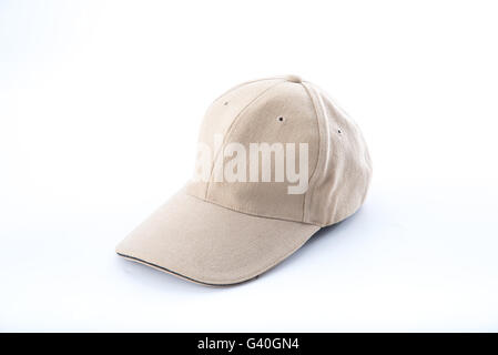 brown baseball cap on white background Stock Photo