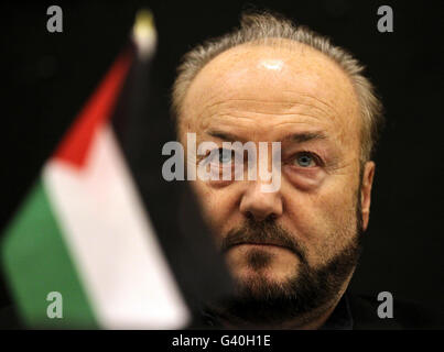 Former MP George Galloway during his speech at the Central Mosque in Glasgow, after he said he may end his political career in Scotland if he secured a seat in this year's Scottish Parliament election. Stock Photo