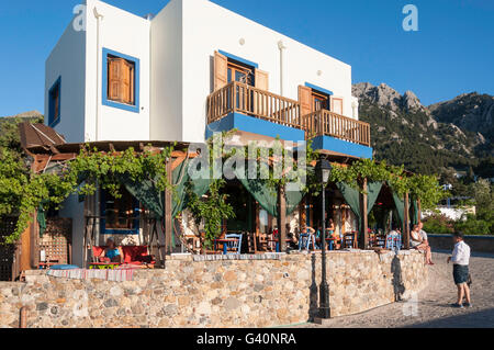 Small taverna in hillside village of Zia, Kos (Cos), The Dodecanese, South Aegean Region, Greec Stock Photo