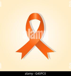 Orange awareness ribbon on orange glow background, stock vector Stock Vector
