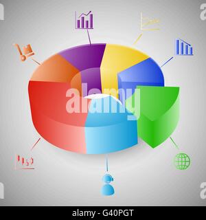 3D pie chart graph infographic, stock vector Stock Vector