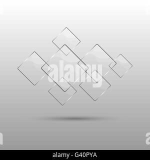 Glass plate on transparent background. Realistic glass with shadow