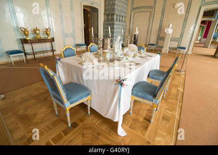 PILSRUNDALE, LATVIA - JUNE 9, 2016: Interior of Rundale palace.The Marble Hall served as the Duke’s dining room Stock Photo