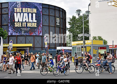 Checkpoint Charlie ( Checkpoint C ) was the best-known Berlin Wall crossing point between East Berlin and West Berlin during the Cold War. Germany Stock Photo