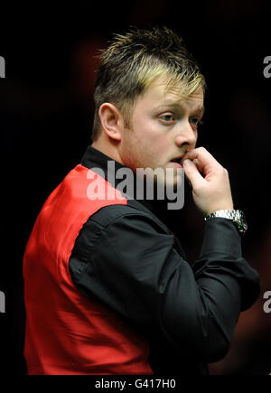 Northern Ireland's Mark Allen during his semi-final match against Hong Kong's Marco Fu during the Ladbrokes Mobile Masters at Wembley Arena, London. Stock Photo