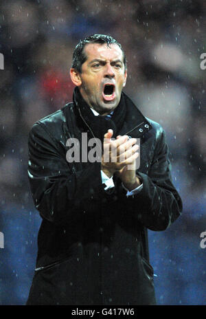 Preston North End's Manager Phil Brown urges his team on Stock Photo
