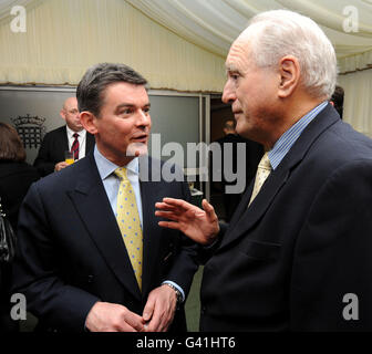Hugh Robertson (left), Minister for Sport and the Olympics, talks to Brian Mawhinney, Honorary President Of The Football League. Stock Photo