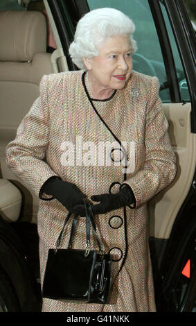 Britains Queen Elizabeth II on her arrival at The Sandringham Women's Institute, at West Newton Church Hall, near Sandringham, Norfolk. Stock Photo