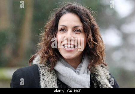 TV Presenter Julia Bradbury, guest speaker at the Sandringham Women's Institute, arrives at West Newton Church Hall, near Sandringham, Norfolk before the visit of Queen Elizabeth II. Stock Photo