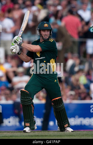 Australia's Shaun Marsh bats during the Second One Day International at the Bellerive Oval in Hobart, Australia. Stock Photo