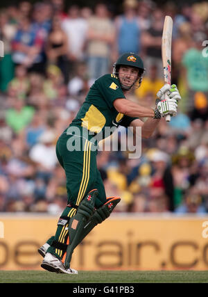 Australia's Shaun Marsh bats during the Second One Day International at the Bellerive Oval in Hobart, Australia. Stock Photo