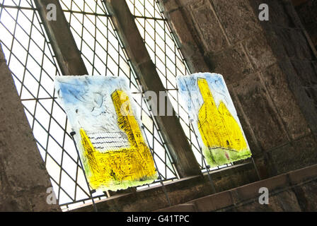 Jarrow Window 7th century Saxon stained glass window in St. Paul's Church in Jarrow ...