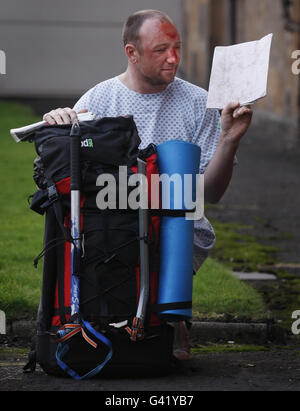 Climber survives mountain plunge Stock Photo